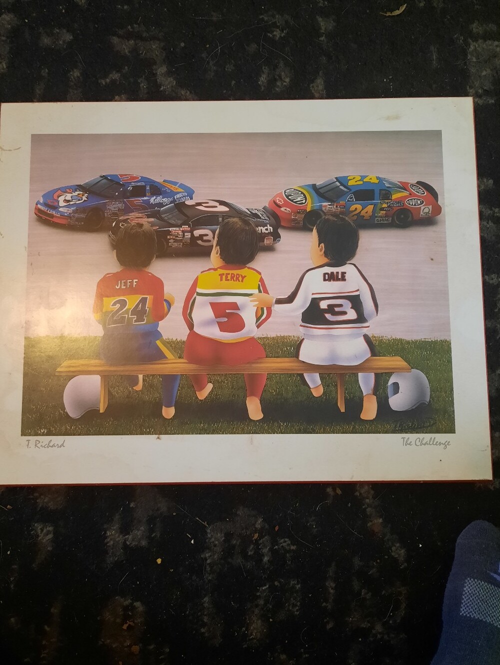 Source Unknown Racing Kids Print with Blue, Red, Yellow, Black